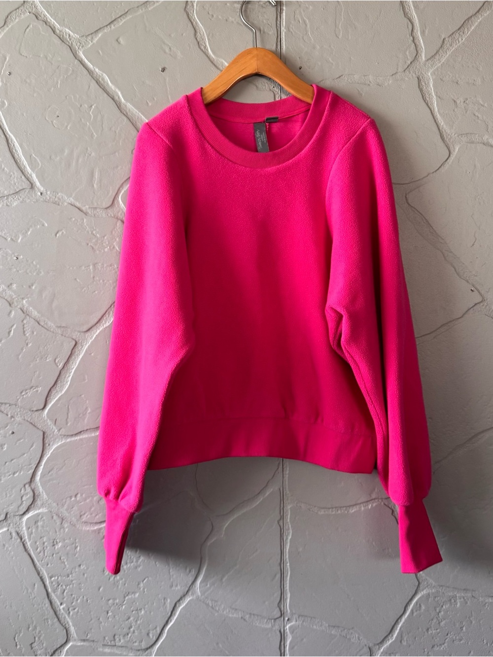Sweaty Betty Fleece Sweatshirt US 10 Large Hot Pink Crewneck Pullover